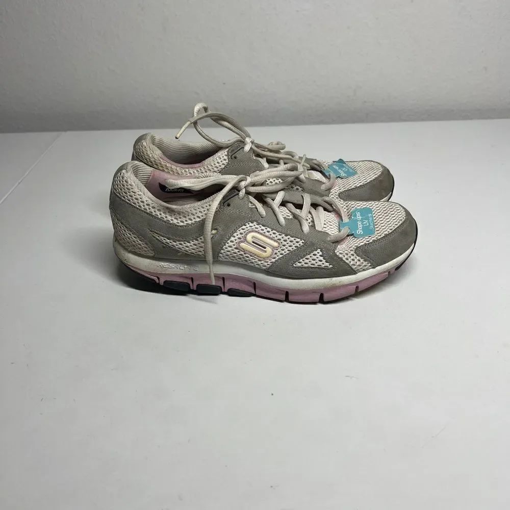 SKECHERS 12470 SHAPE-UPS Gray Pink Casual Toning Shoes Womens Size 6,5